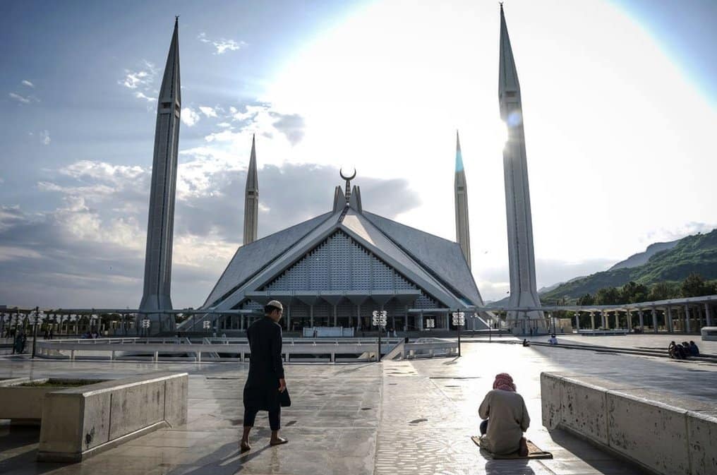 ISLAMABAD, PAKISTAN - APRIL 15: Muslims arrive to pray at a mosque on April 15, 2021 in Islamabad, Pakistan.