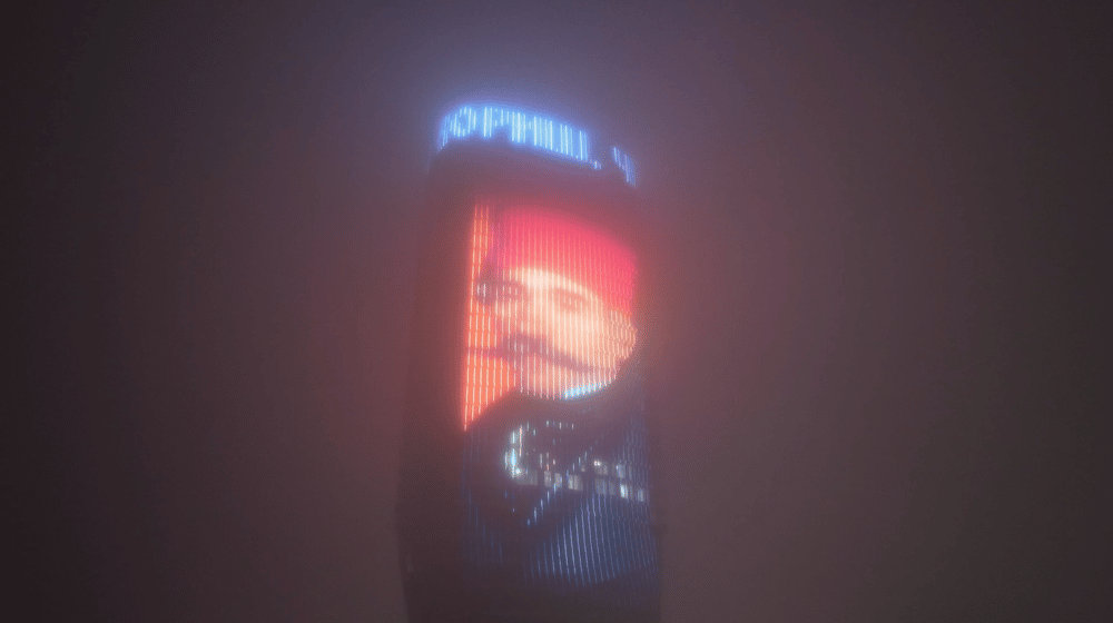 Projekcija na Kuli Beograd u slavu ćirilice i Vuka Karadžića 1