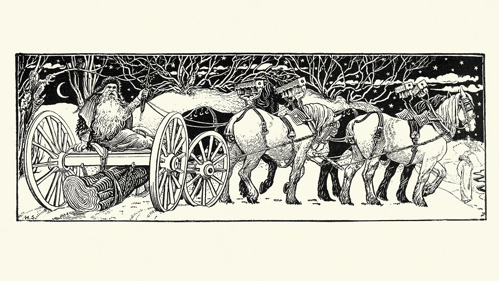 Zimska kratkodnevica: Kada je „najkraći dan u godini“, ko ga slavi i zašto 12 Vintage engraving (1800s) of Father Christmas and the Yule log.