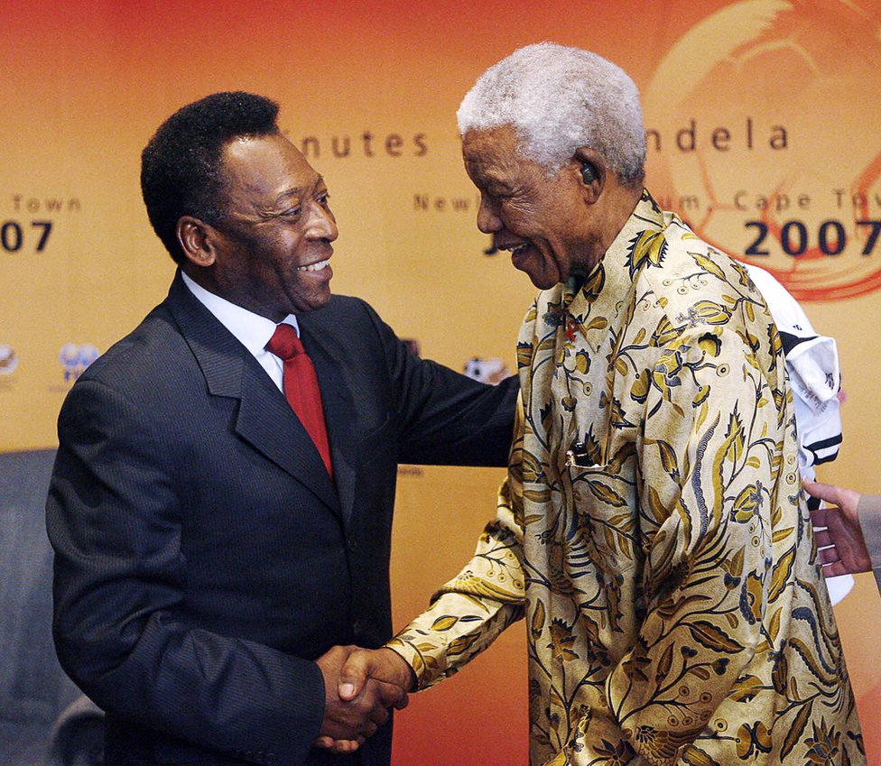 Pele and Nelson Mandela