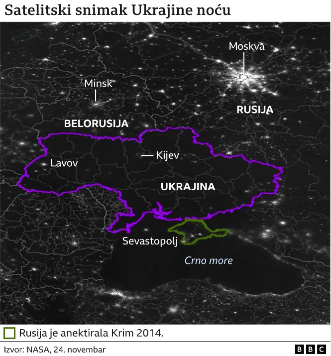 Satelitski snimak Ukrajine noću