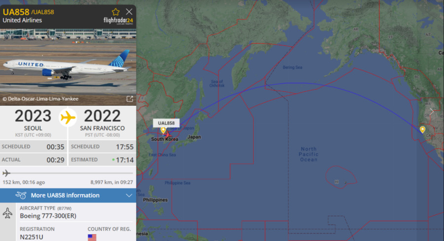 Ovo je avion koji je poleteo 2023. i sleće 2022. godine. 1