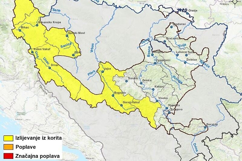 Upozorenje zbog mogućih poplava u BiH, izdata prognoza vanrednog hidrološkog stanja 2