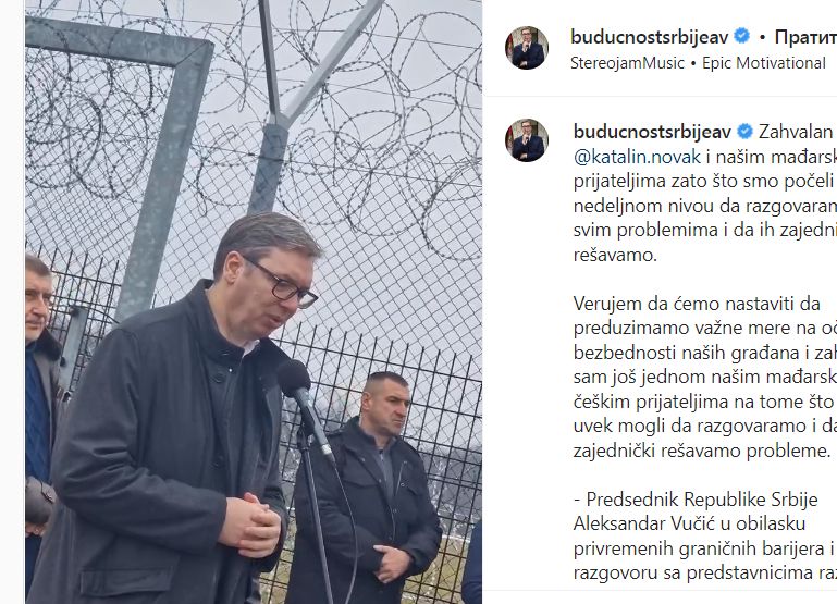 Kako je izgledao Vučićev obilazak privremenih graničnih barijera (VIDEO) 1