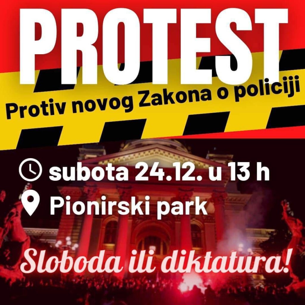 Protest "Zakon o policiji - no pasaran!" u subotu u Pionirskom parku 2
