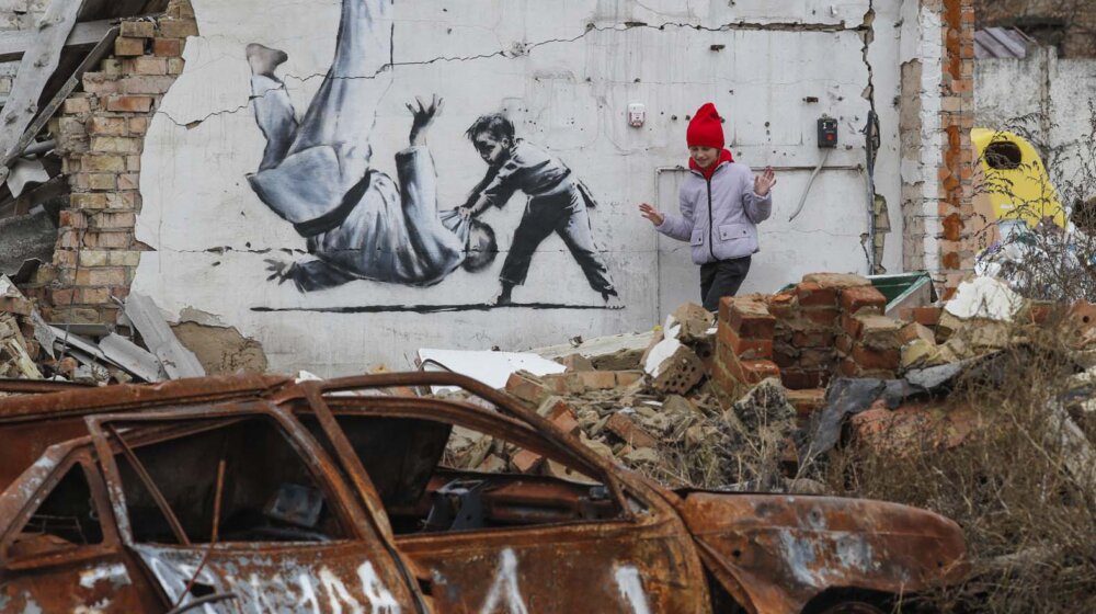 Mural attributed to Banksy found in Borodyanka