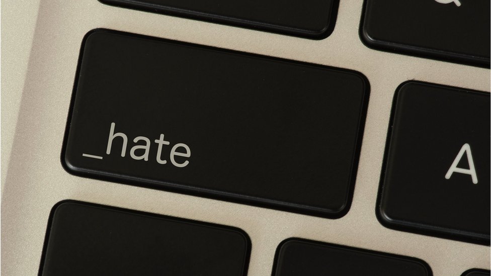 A "hate button" on a computer keyboard