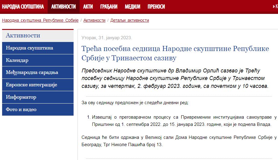 Orlić zakazao sednicu o Kosovu, pojedini poslanici opozicije tvrde da će SNS imati skup podrške 2 Orlić zakazao sednicu o Kosovu, pojedini poslanici opozicije tvrde da će SNS imati skup podrške 2