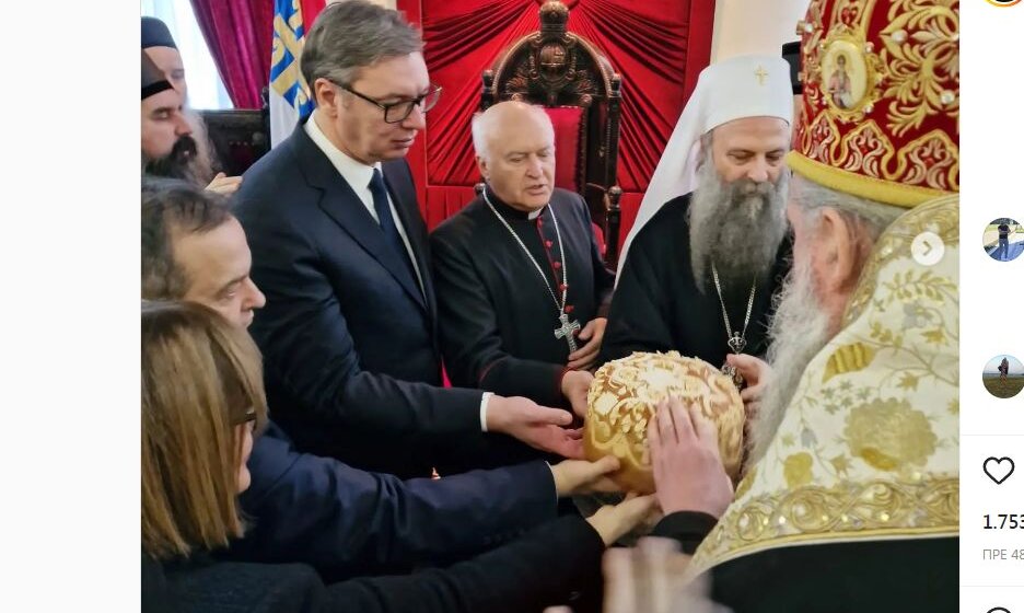 Predsednik sa ministrima kod patrijarha na slavi: Vučić sa Porfirijem pričao o pritiscima 1