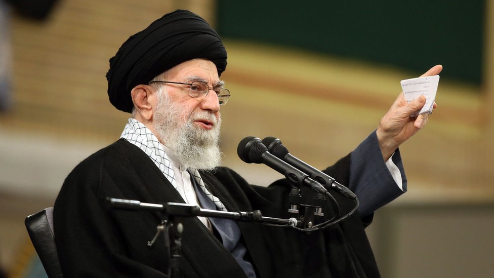 Iranian Supreme Leader Ayatollah Ali Khamenei speaks about the protests in Tehran, Iran on 9 January 9 2023
