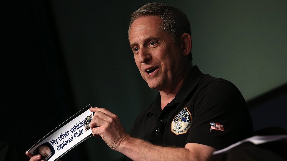 Alan Stern during the New Horizons Pluto fly-by press conference in 2015