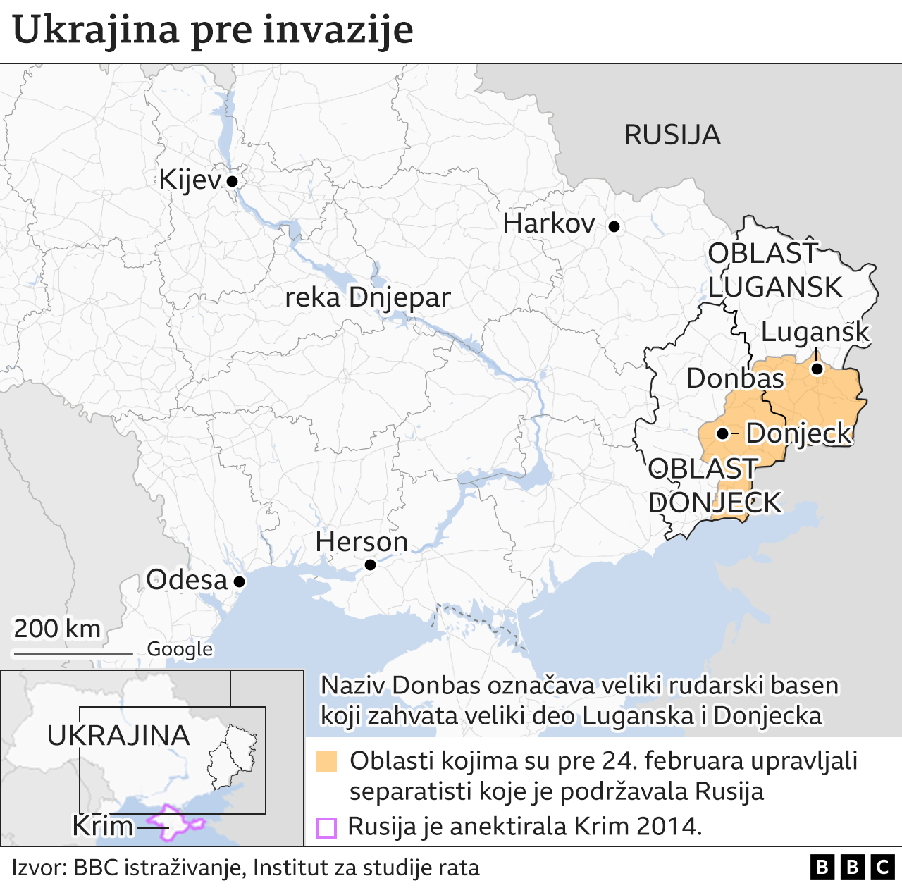 Mapa Ukrajine pre invazije