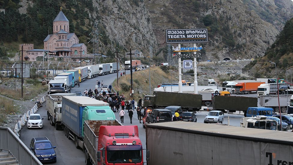 Traffic jams near the Russia-Georgia border in September