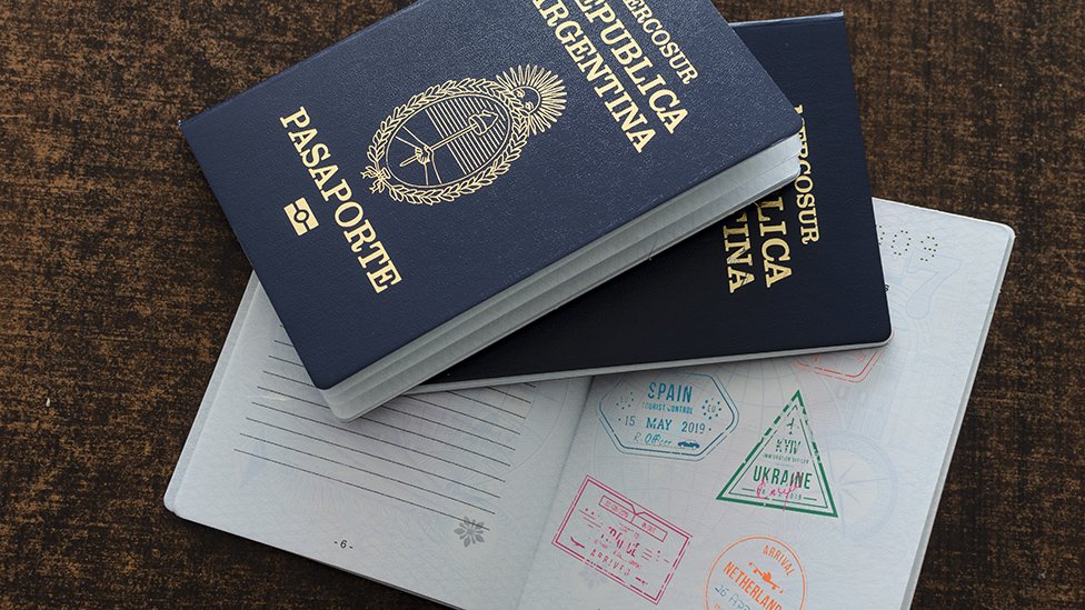 An Argentine passport, with entry stamps to other countries