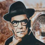 Majdanpek: Andrić i višegradski most na muralu u Tehničkoj školi 14