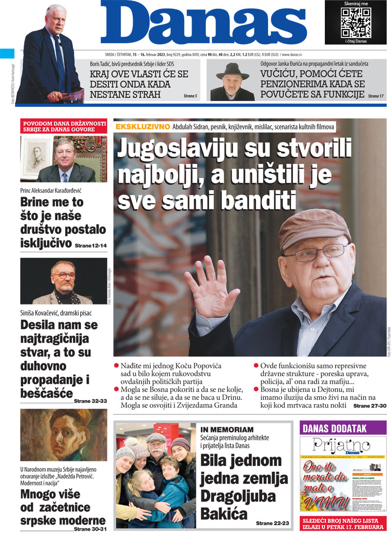 Naslovna za 15. i 16. februar 2023. 1
