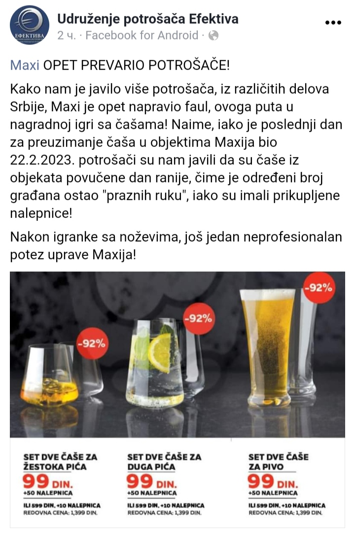 Efektiva tvrdi: Maksi prevario potrošače u nagradnoj igri 2 Efektiva tvrdi: Maksi prevario potrošače u nagradnoj igri 2