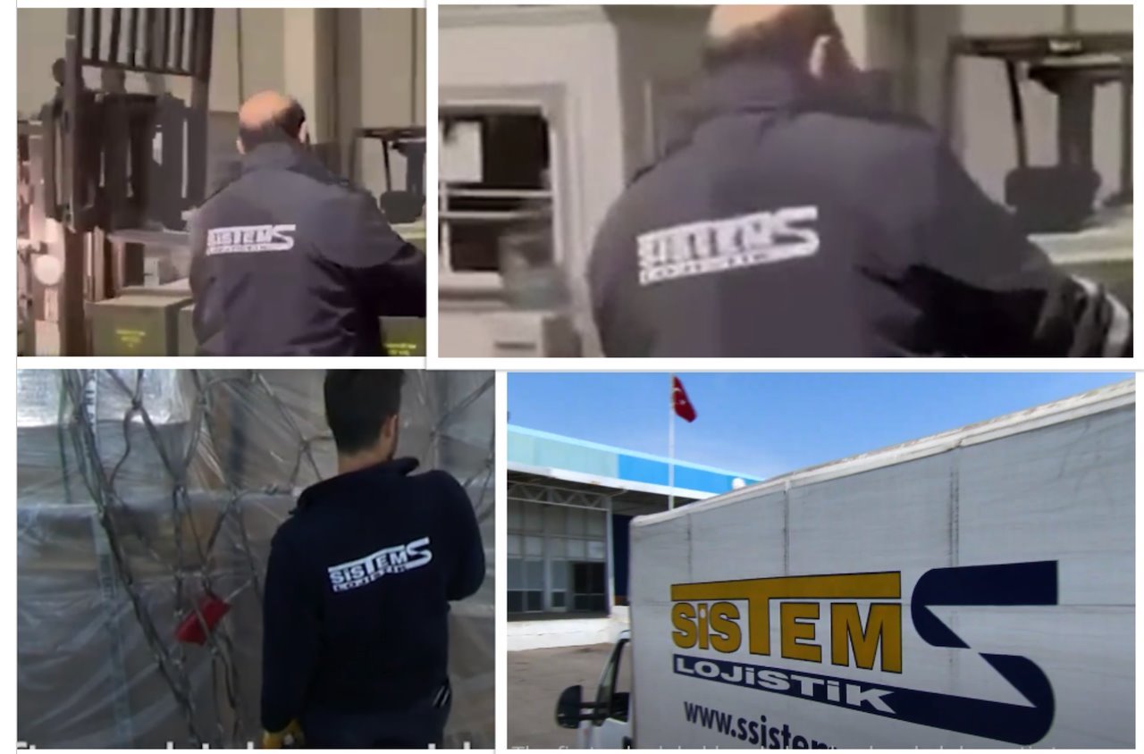 logo firme u turskoj i na uniformi na videu sa oružjem