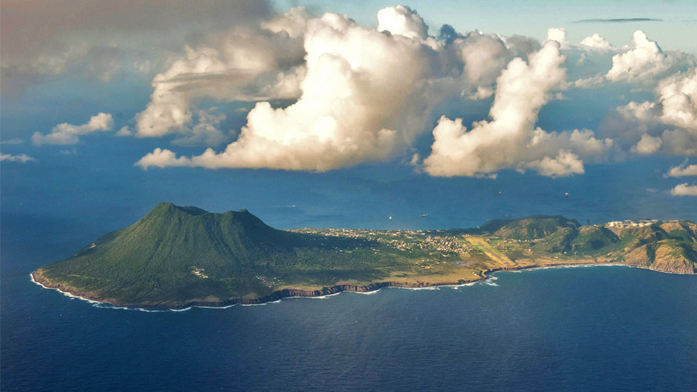 Aerial of St. Eustatius, Statia, Netherland Antilles, West Indies, Caribbean, Central America