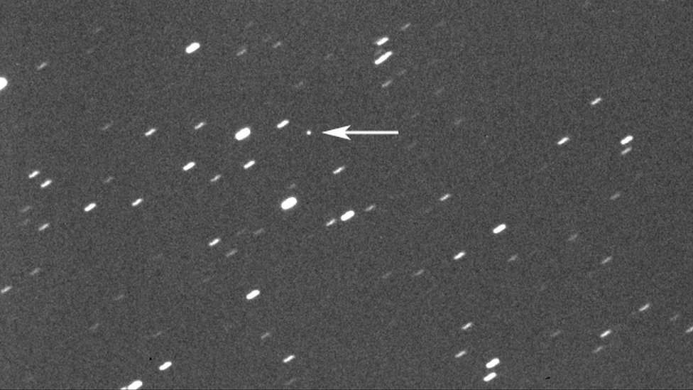 Asteroid 2023 DZ2 seen through a telescope