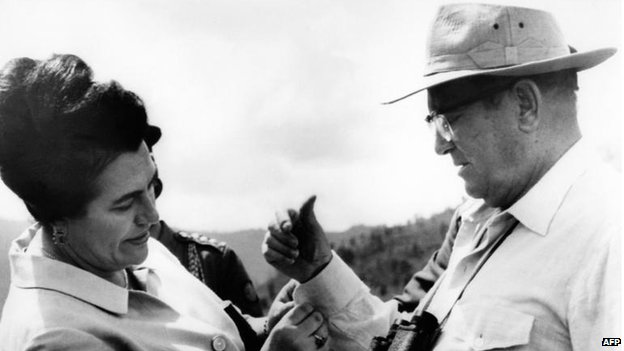 Jovanka Broz with her husband Josip Broz Tito, in 1977