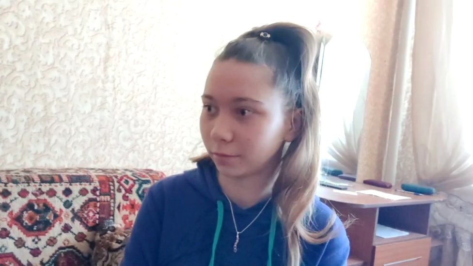 A screen grab from a video released by local activists showing 12-year-old Masha