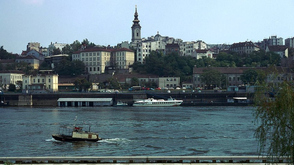 View across the river Sava to the Old Town in Belgrade, Yugoslavia. It was built on the promontory formed when the River Sava joined the Danube. The tower is the Orthodox Cathedral, built between 1837-1845. (Photo by CM Dixon/Print Collector/Getty Images)
