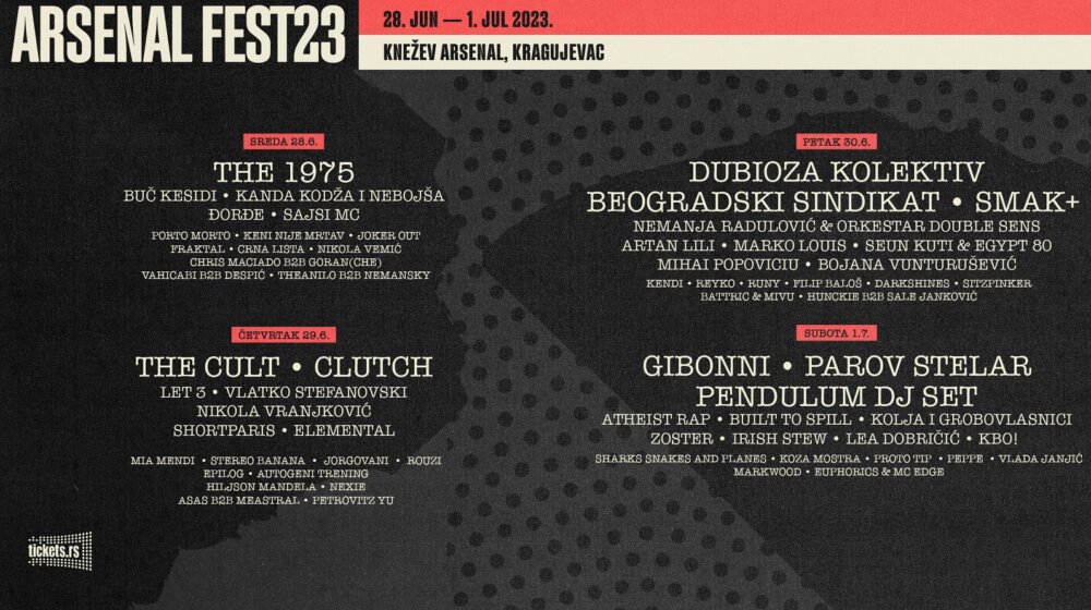 Poznat kompletan program Arsenal festa 2023, stižu Smak plus, Beogradski sindikat, Buč Kesidi, Shortparis... 1