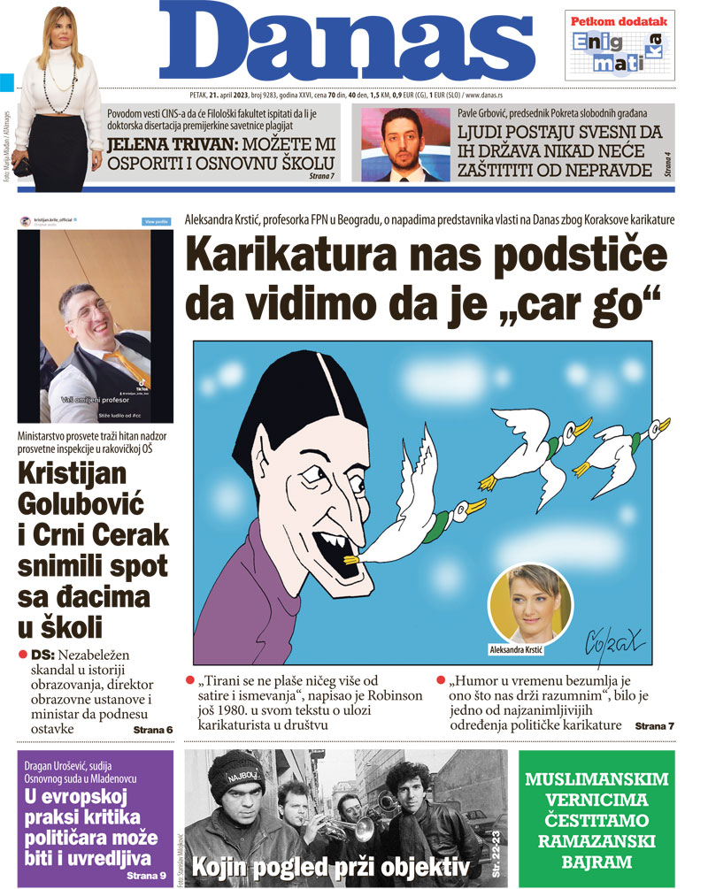 Naslovna strana za 21. april 2023. 1
