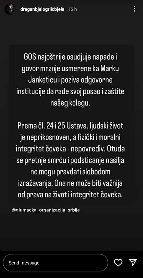 Goran Bogdan podržao Marka Janketića:"Ne dam na kuma"; Bjelogrlić pozvao institucije da zaštite kolegu 2