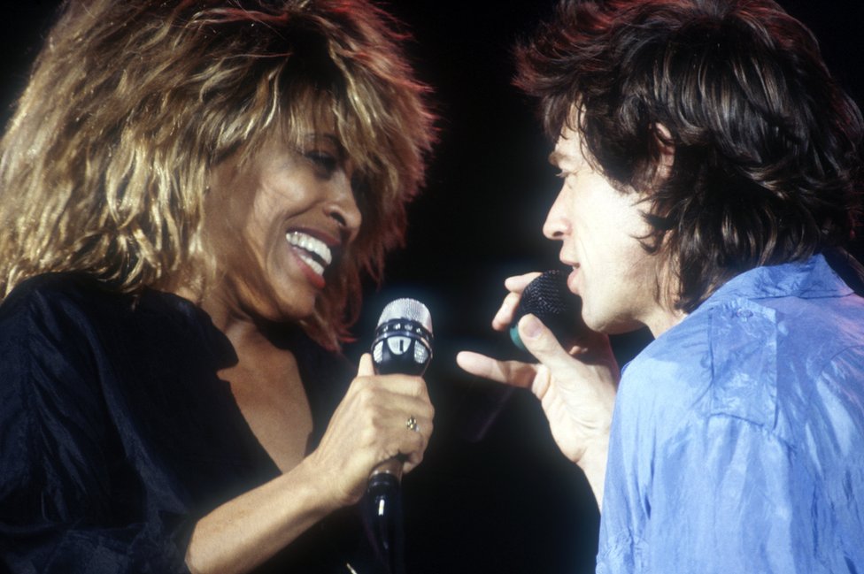 Tina Turner con su amigo Mick Jagger