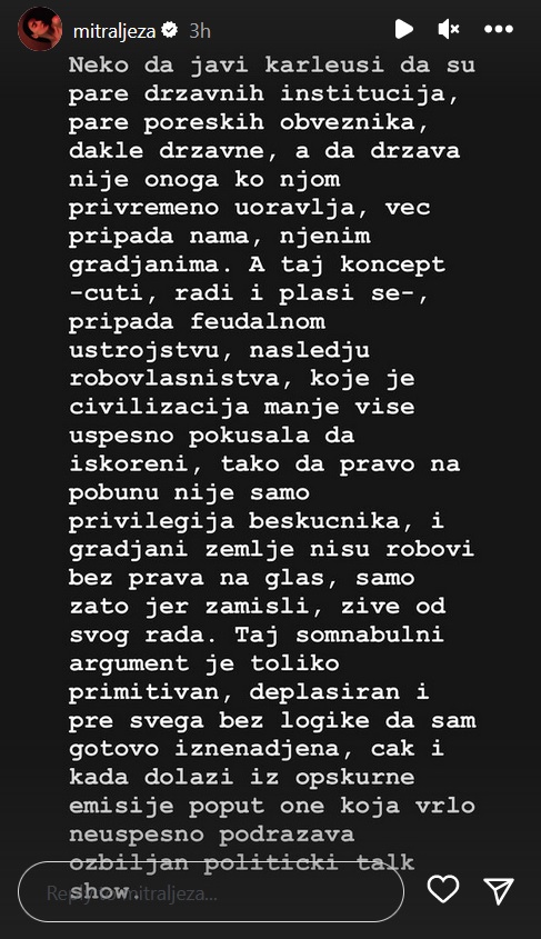 "Javite Karleuši da država i njene pare pripadaju nama, njenim građanima": Hana Selimović odgovorila pevačici 2 "Javite Karleuši da država i njene pare pripadaju nama, njenim građanima": Hana Selimović odgovorila pevačici 2