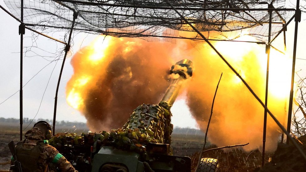 Ukrainian artillery fires at enemy positions near Bakhmut, eastern Ukraine. File photo