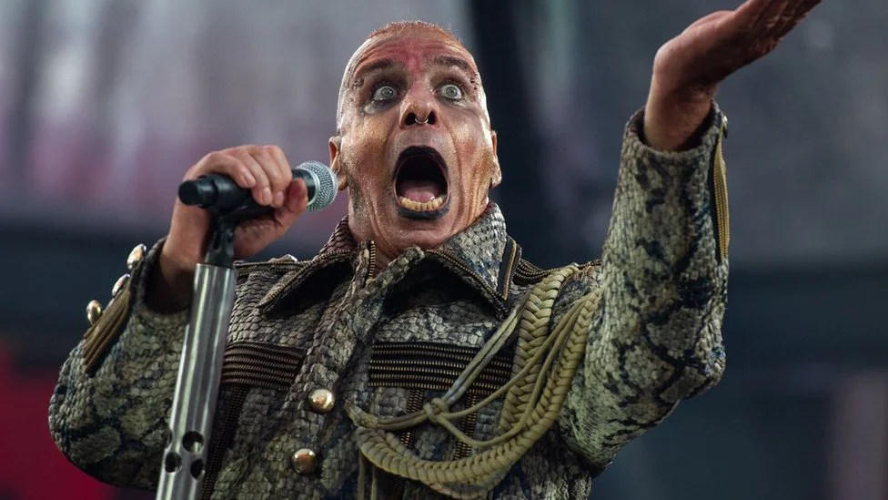 Till Lindemann performing during a Rammstein gig
