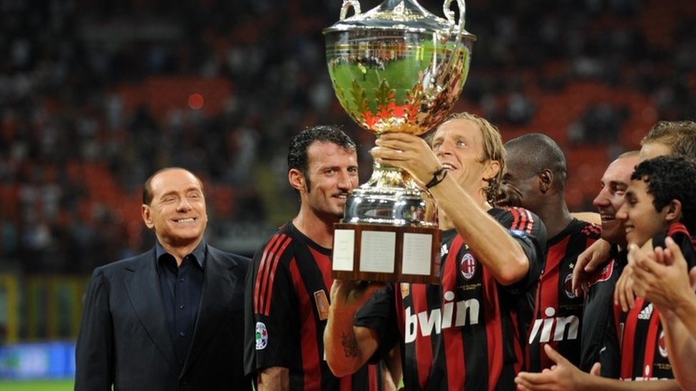 Berlusconi with AC Milan players