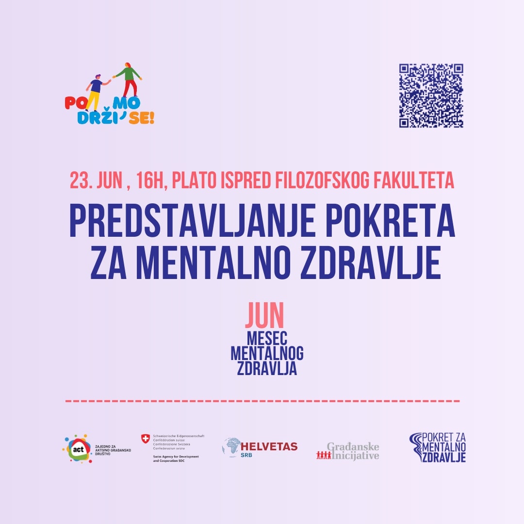 Na Platou ispred Filozofskog fakulteta u petak predstavljanje Pokreta za mentalno zdravlje 2 Na Platou ispred Filozofskog fakulteta u petak predstavljanje Pokreta za mentalno zdravlje 1