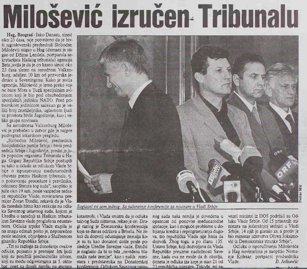 Milošević izručen Hagu na Vidovdan 2001, evo kako je Vučić reagovao to veče 2 Milošević izručen Hagu na Vidovdan 2001, evo kako je Vučić reagovao to veče 2
