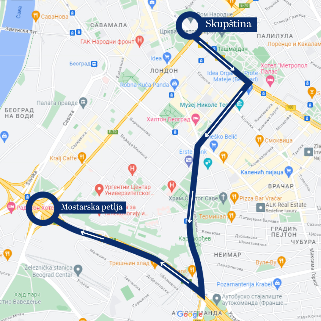 (MAPA) Ovo je ruta sedmog protesta "Srbija protiv nasilja" 1