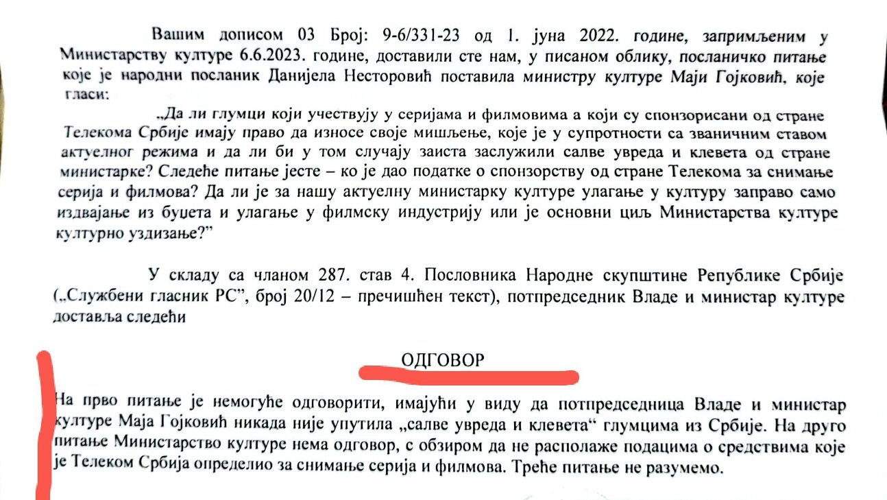 Šta je ministarka Maja Gojković odgovorila poslanici Danijeli Nestorović i koje pitanje nije razumela? 2 Šta je ministarka Maja Gojković odgovorila poslanici Danijeli Nestorović i koje pitanje nije razumela? 1