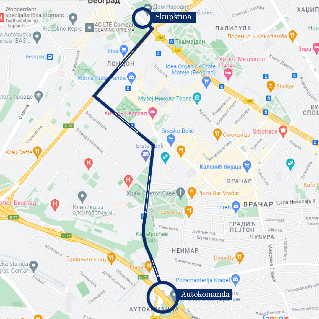 Objavljena ruta osmog protesta Srbija protiv nasilja (MAPA) 2