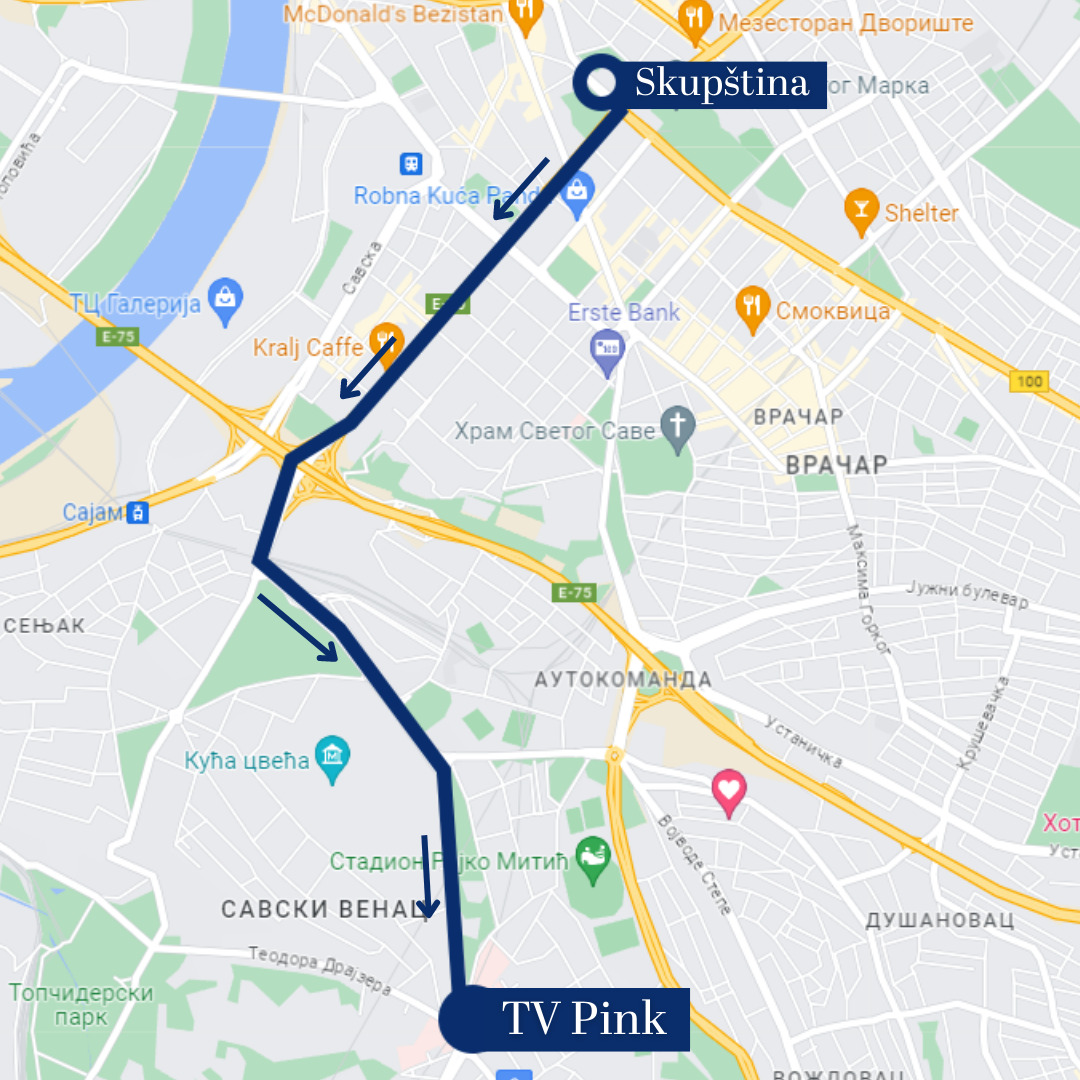 Plan protesta Srbija protiv nasilja za petak i subotu: Blokada auto-puteva, pruga i šetnja do zgrade televizije Pink (MAPA) 2