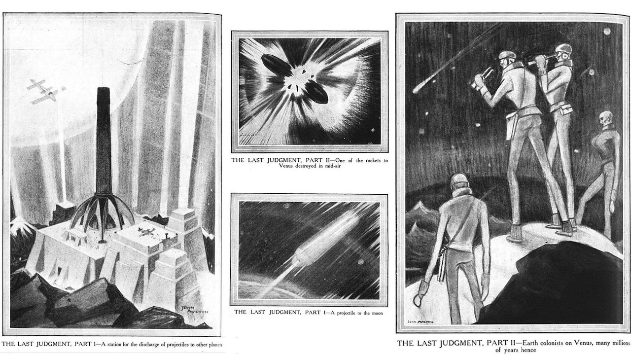 ilustracije iz Haldejnove kratke priče „Poslednji sud" u Grafiku od subote 26. februara 1927. godine