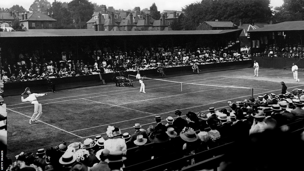 A men's doubles match at the All England Club's Worple Road site
