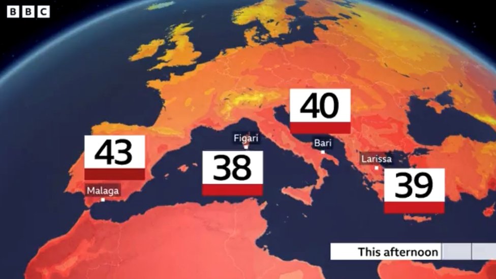 Toplotni talas ’Kerber’: Vrelina zahvatila i Ameriku, Sardinija u „epicentru" novog naleta visokih temperatura sledeće nedelje 5 A graphic showing extreme heat in locations across Europe