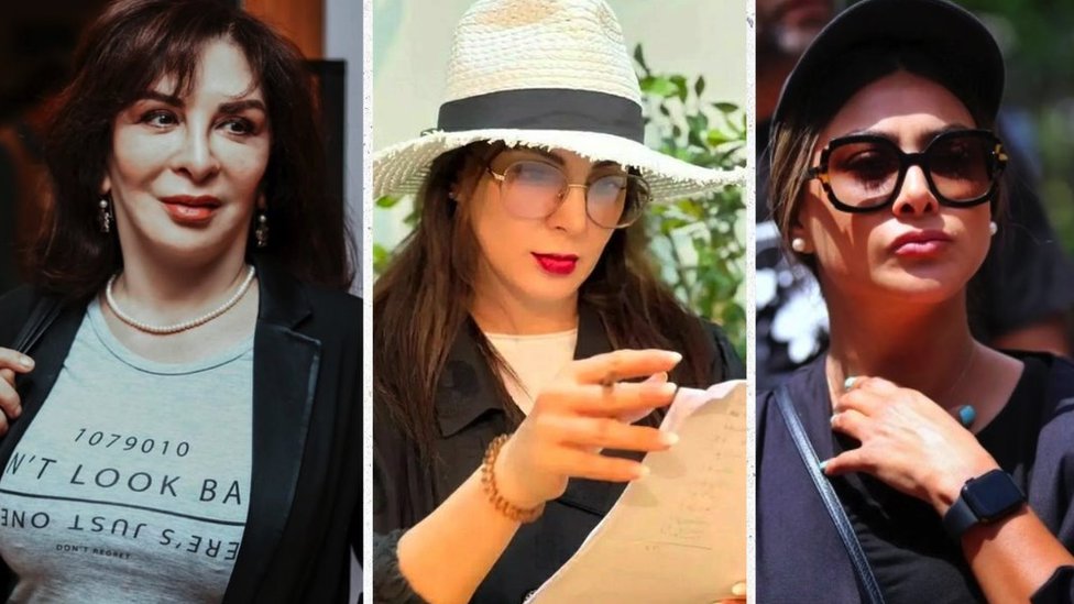 Afsaneh Baygan (L), Leila Bolukat (centre) and Azadeh Samadi (R) - three Iranian actresses