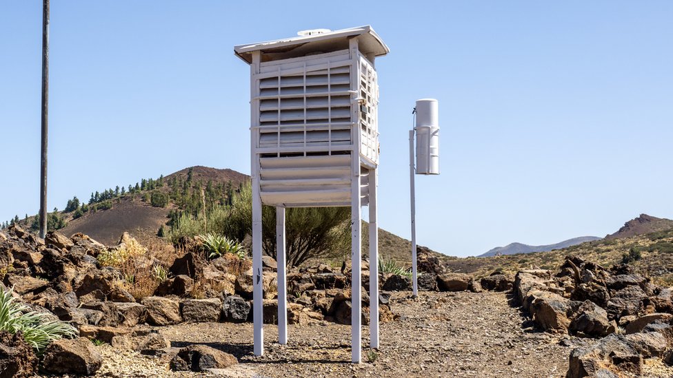 Weather station located near the peak of Mount Teide in Tenerife, Canary islands, Spain.