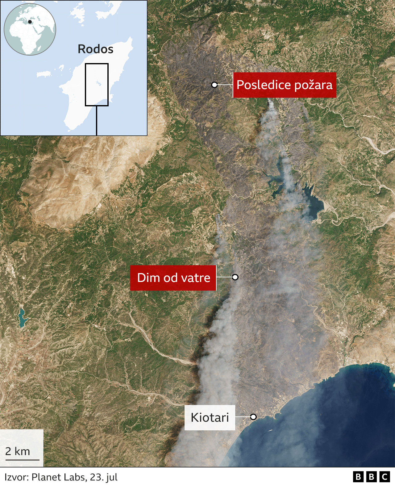Toplotni talas ’Kerber’: Novi požari u Grčkoj, vatrogasac na Rodosu: „Uzaludno je" 7 požar na Rodosu