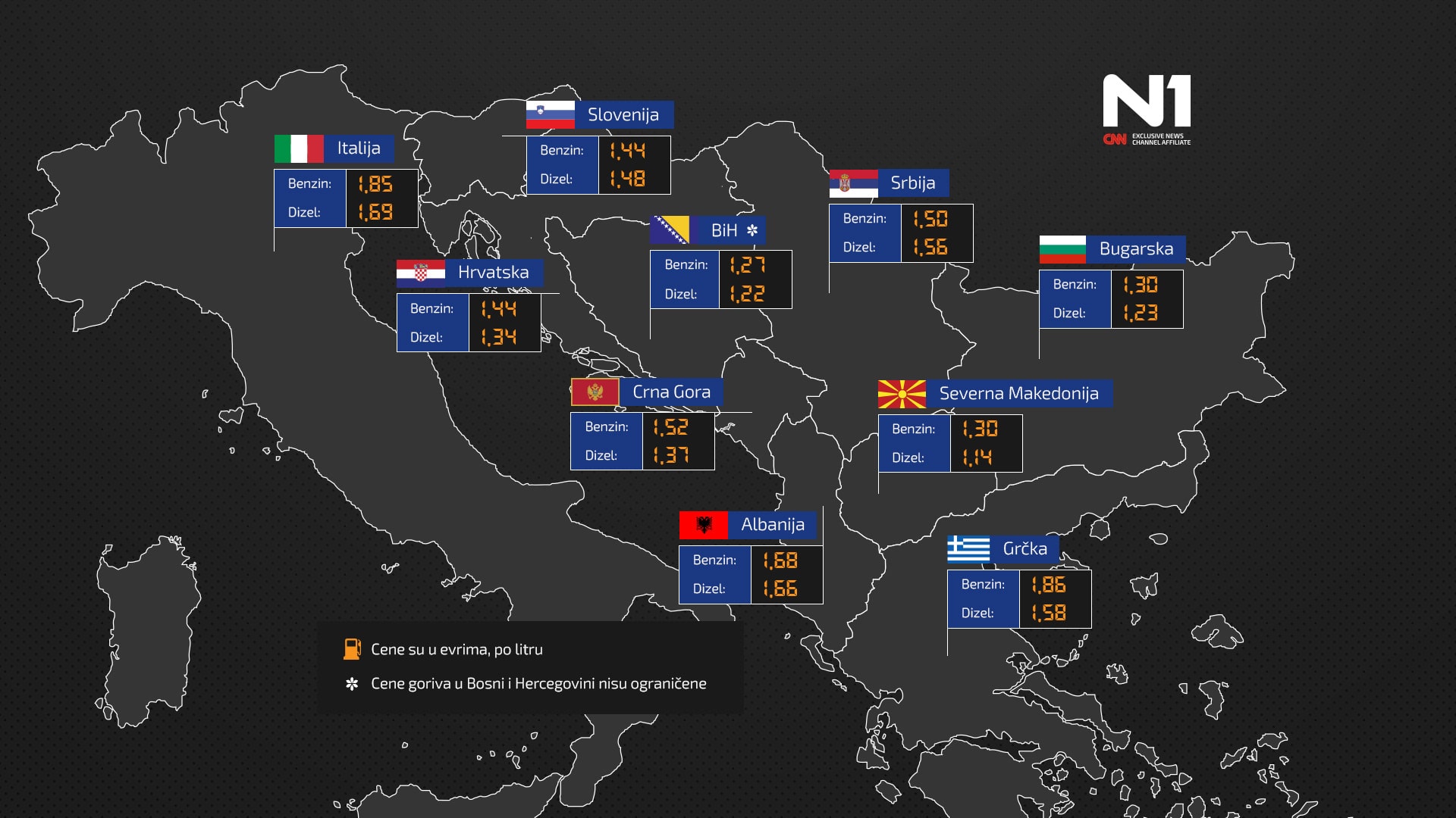 (MAPA) Gde je najisplativije sipati gorivo na putu ka moru? 2 (MAPA) Gde je najisplativije sipati gorivo na putu ka moru? 2