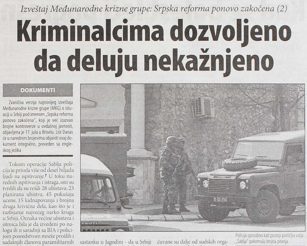 “BIA është plotësisht e përfshirë në aktivitete kriminale”: Çfarë shkruhej 20 vjet më parë në një raport ndërkombëtar për shërbimet e sigurisë në Serbi? 3