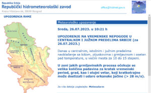 U narednih sat vremena na udaru nevremena Užice, a potom još jedan grad: RHMZ izdao novo upozorenje 2